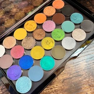 Assorted single shadows with Adept Cosmetics magnetic palette